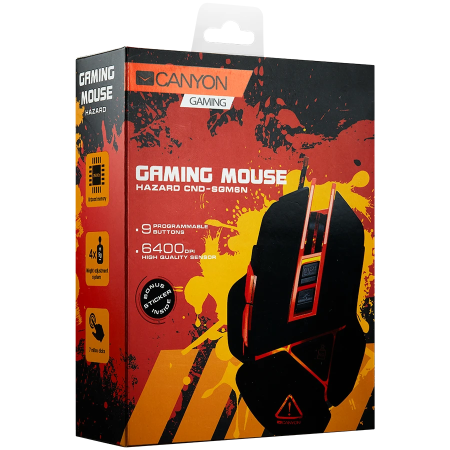Žaidimų pelė Canyon Hazard GM-6, Juodos/Oranžinės spalvos
