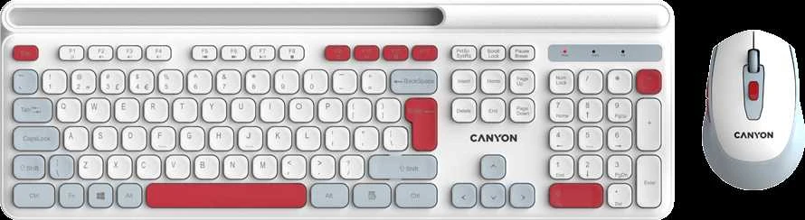 CANYON HSET-W5 EN Klaviatūra ir pelė AAA+AA Wireless Baltas