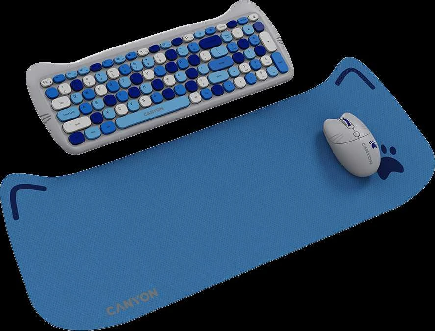 CANYON HSET-W6 EN Klaviatūra ir pelė Kitty Edition AAA+АА Wireless Mėlyna