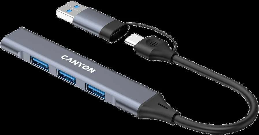 CANYON šakotuvas DS-02 4in1 USB-A/C Pilkas