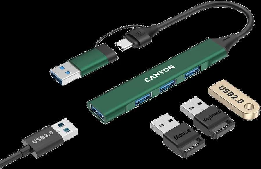 CANYON šakotuvas DS-02 4in1 USB-A/C žalia