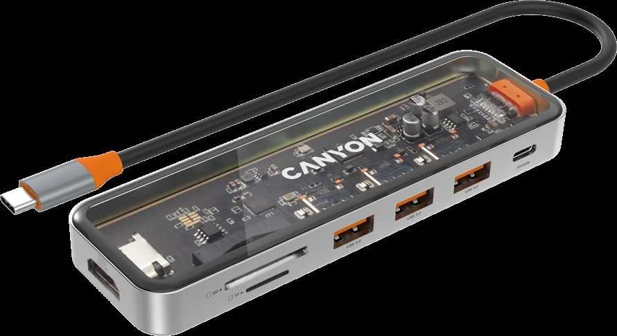 Canyon DS-13 USB-C šakotuvas su permatomu korpusu
