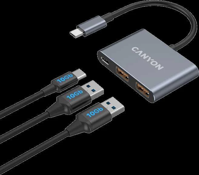 CANYON šakotuvas DS-3 3in1 USB-C Tamsiai pilka