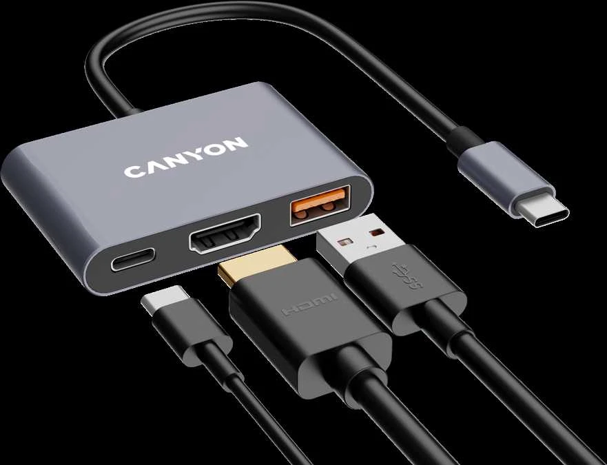CANYON hub DS-4 3in1 USB-C Pilkas