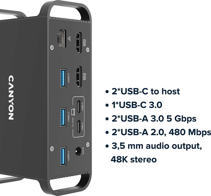 CANYON hub DS-95 14in1 USB-C Pilkas