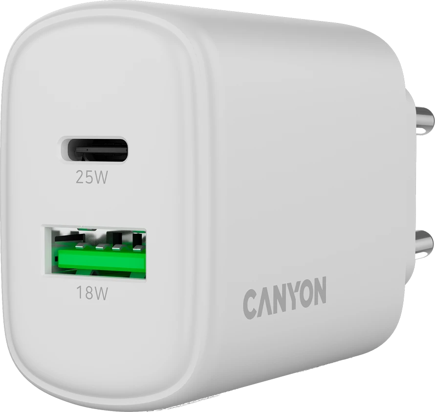 Canyon OnCharge 250 sieninis įkroviklis su USB-C ir USB-A jungtimis