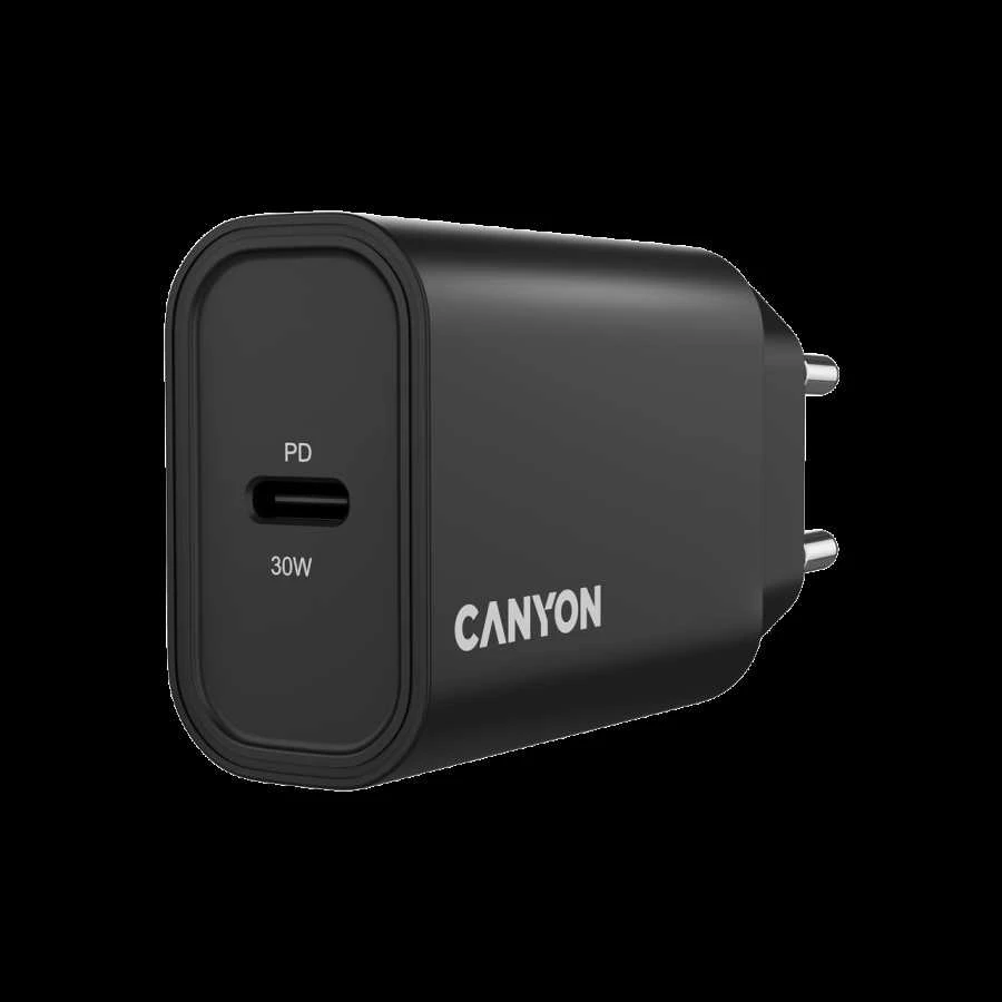 CANYON įkroviklis OnCharge 30CL, maksimali galia 30W, 1xPD, ES, juodas