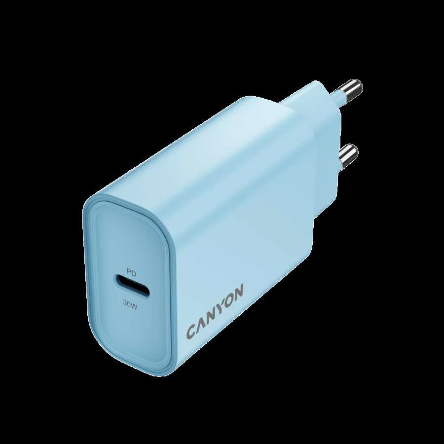 Šviesiai žydras Canyon 30W USB-C įkroviklis