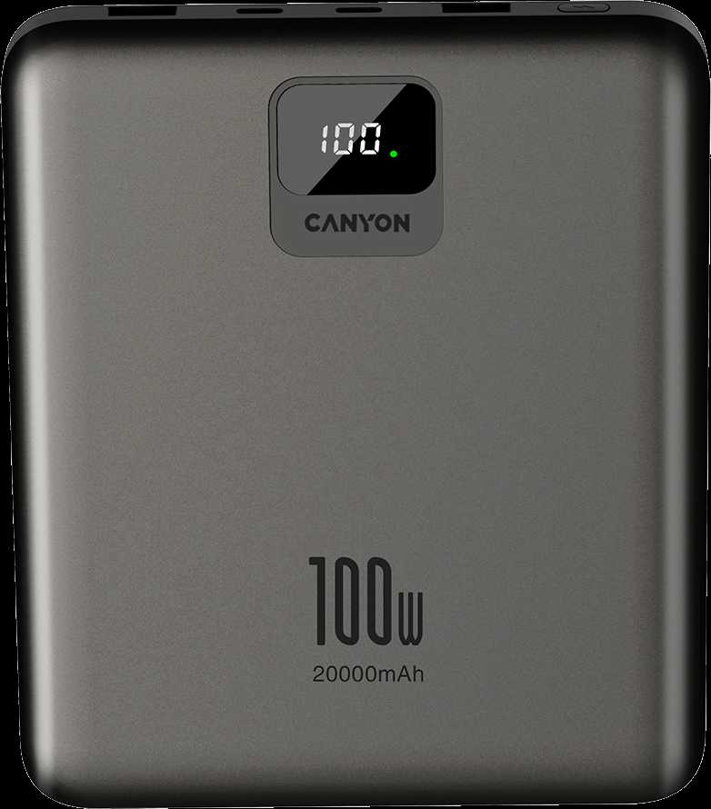 Canyon Powerbank PB-2008 LED 20000 mAh PD100W QC3.0 tamsiai pilka