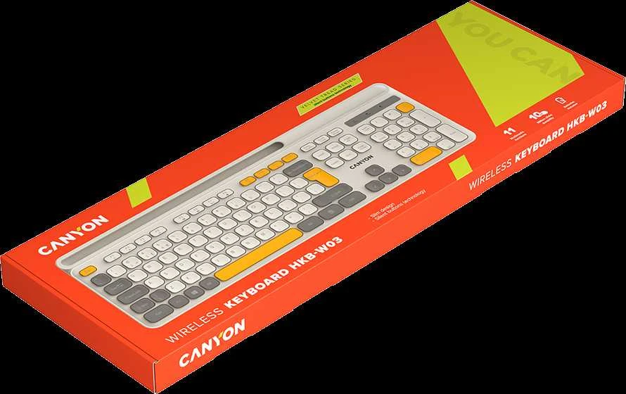 CANYON klaviatūra HKB-W03 EN AAA Wireless rusvai gelsvas