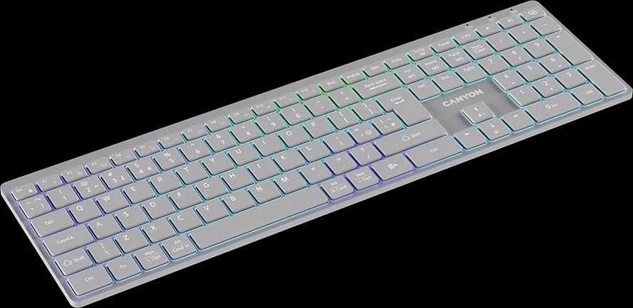 CANYON klaviatūra HKB-W11 JK/JAV RGB dvigubo režimo belaidė pilka