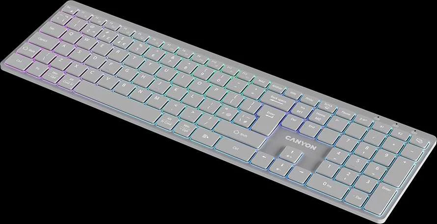 CANYON klaviatūra HKB-W11 JK/JAV RGB dvigubo režimo belaidė pilka