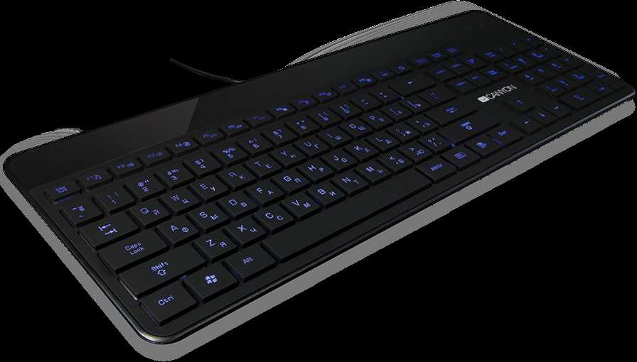 CANYON klaviatūra HKB-5 EN/RU LED Multimedia Slim, juoda