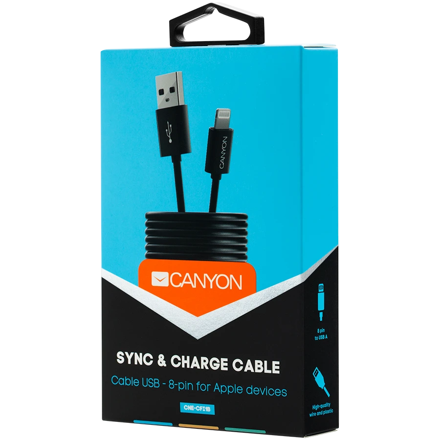 CANYON kabelis CFI-1 Lightning 5W 1m Juodas