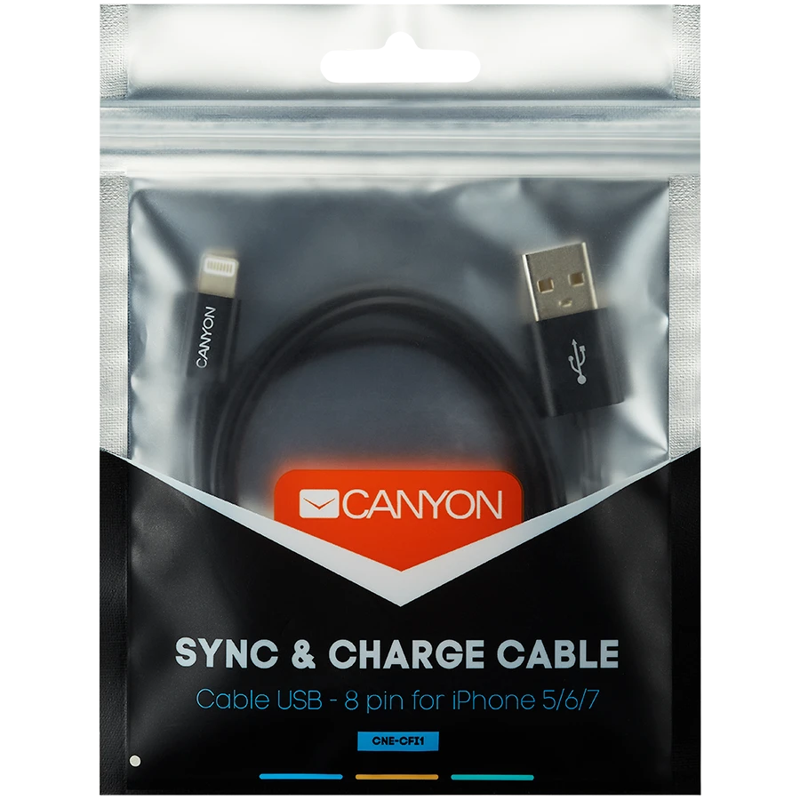 CANYON kabelis CFI-1 Lightning 5W 1m Juodas