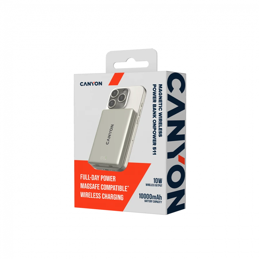 „Canyon OnPower 511 MagSafe“ 10 000 mAh USB-C PD 20W pilka