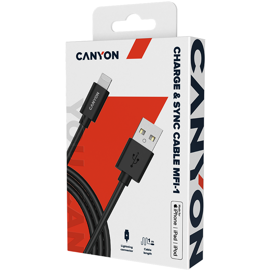 Apple CANYON kabelis MFI-1 Lightning 12W 1m Juodas