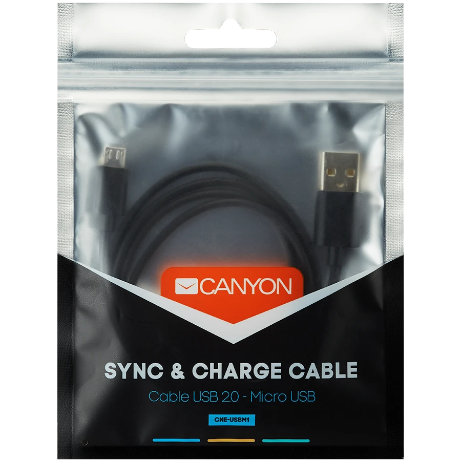 CANYON laidas UM-1 MicroUSB 5W 1m Juodas