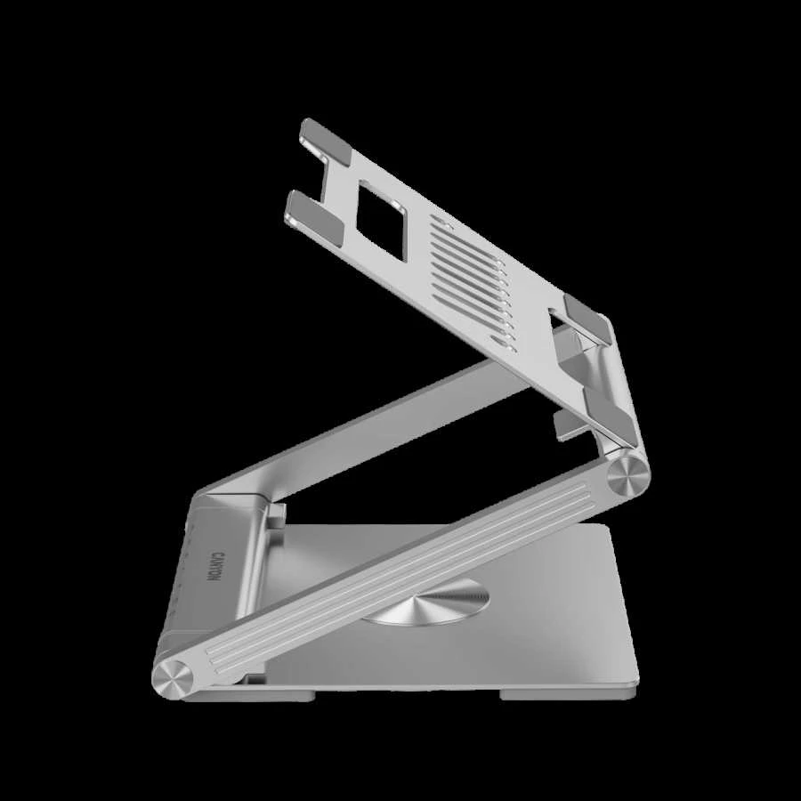 Canyon Nešiojamas kompiuterio stovas su šakotuvu, TYPE C F į HDMI2.0+2USB3.0+USBC3.0+RJ45+PD, TYEP C - C kabelis 1m baltas su Emark: HUSB332A, Medžiaga: Aliuminio korpusas+ABS+PS, Dydis: 245x240x27.2+/-0.3mm, Svoris: 1304g