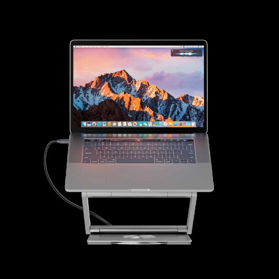 Canyon Nešiojamas kompiuterio stovas su šakotuvu, TYPE C F į HDMI2.0+2USB3.0+USBC3.0+RJ45+PD, TYEP C - C kabelis 1m baltas su Emark: HUSB332A, Medžiaga: Aliuminio korpusas+ABS+PS, Dydis: 245x240x27.2+/-0.3mm, Svoris: 1304g