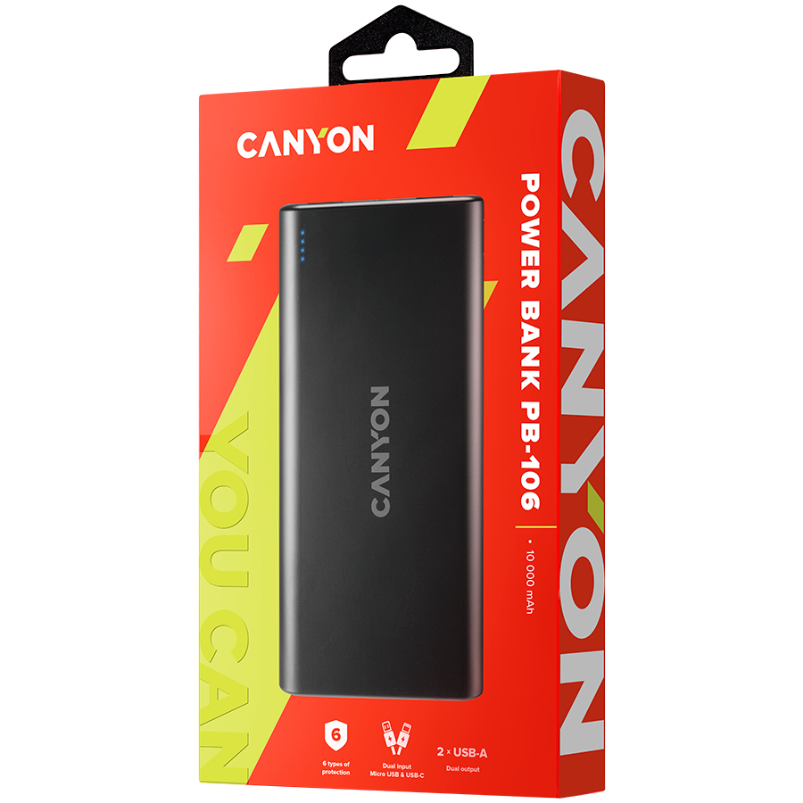 CANYON maitinimo blokas PB-106 10000 mAh juodas