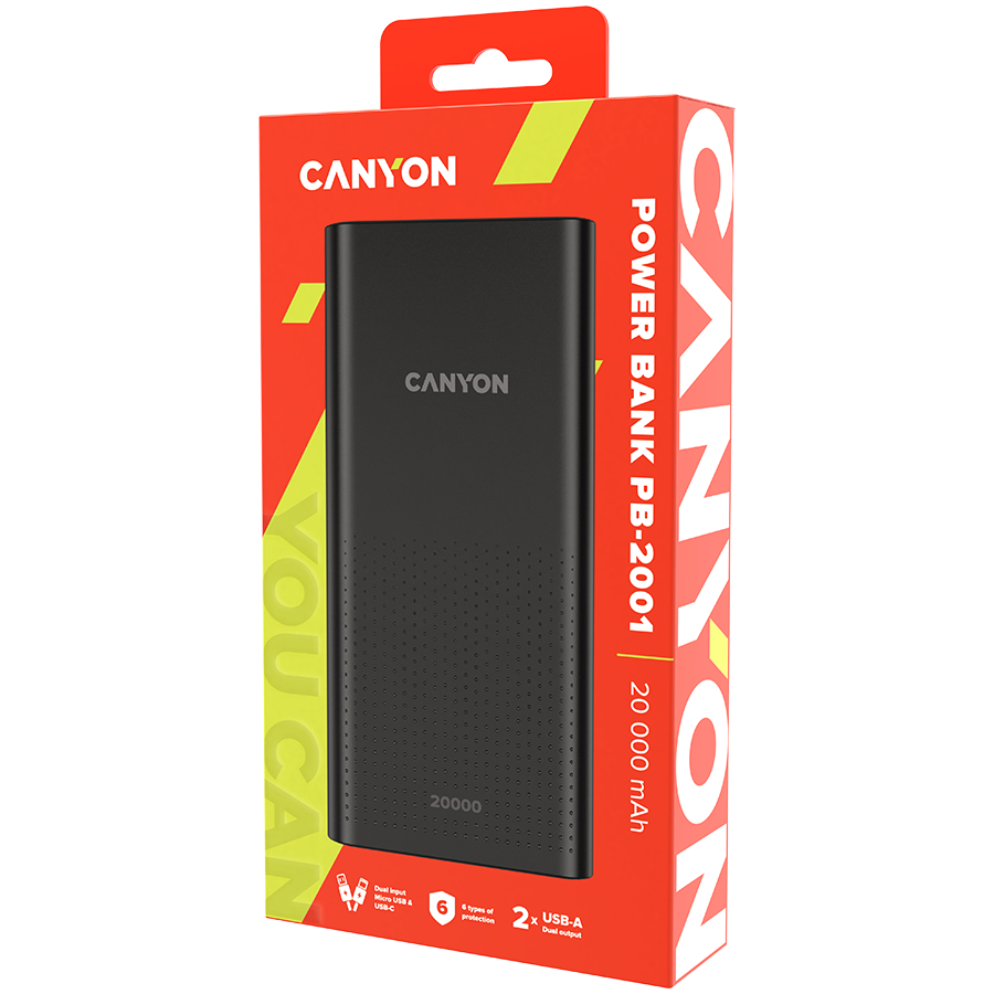 CANYON maitinimo blokas PB-2001 20000 mAh juodas