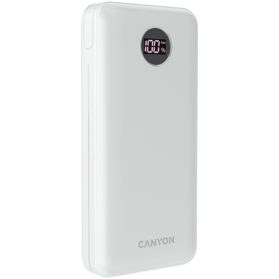 CANYON maitinimo blokas PB-2002 LED 20000 mAh PD 20W QC 3.0 baltas