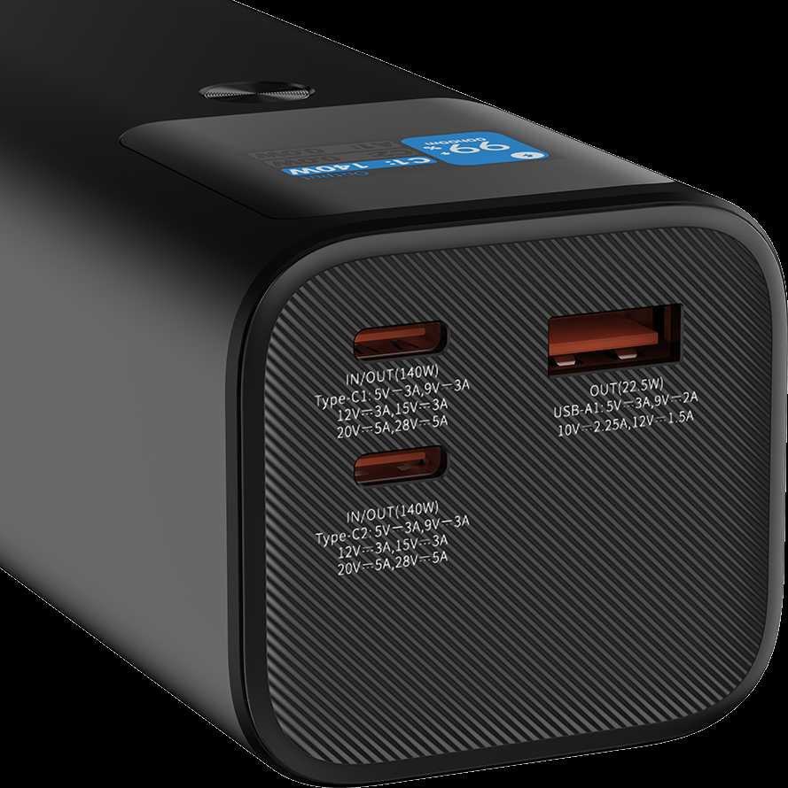 CANYON maitinimo blokas PB-2010 TFT 27000 mAh 97,2Wh PD140W QC 3.0 Tamsiai pilka
