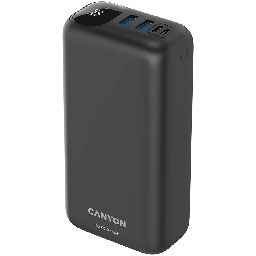 CANYON maitinimo blokas PB-301 LED 30000 mAh PD 20W QC 3.0 Juodas