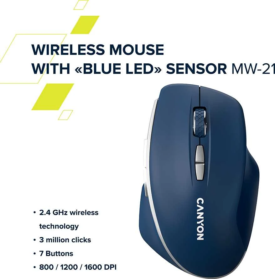 CANYON pelė MW-21 BlueLED 7 mygtukų belaidė bordo raudona