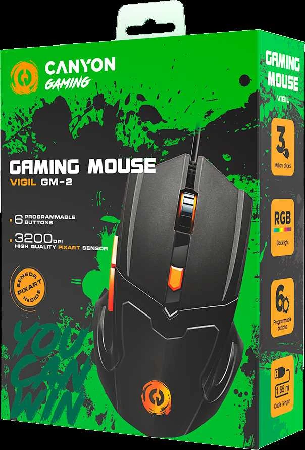 Žaidimų pelė Canyon Vigil GM-2, Juodos spalvos