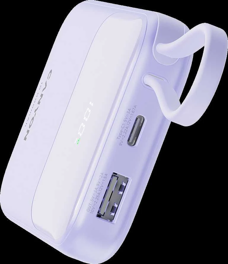 CANYON maitinimo blokas OnPower 101 įmontuotas kabelis 10000 mAh PD22.5W Violetinė