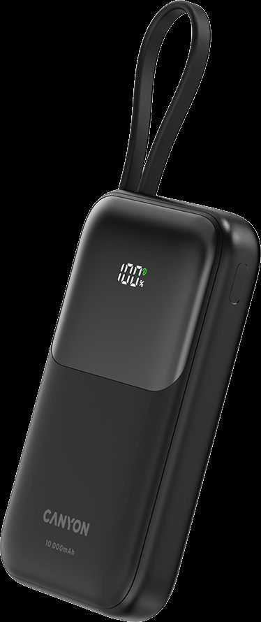 CANYON maitinimo blokas OnPower 101 įmontuotas kabelis 10000 mAh PD22.5W juodas