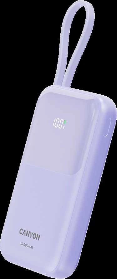 CANYON maitinimo blokas OnPower 101 įmontuotas kabelis 10000 mAh PD22.5W Violetinė