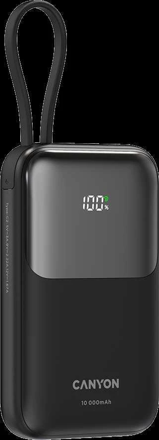 CANYON maitinimo blokas OnPower 101 įmontuotas kabelis 10000 mAh PD22.5W juodas