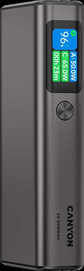 CANYON maitinimo blokas OnPower 230 TFT 20000 mAh PD130W tamsiai pilkas