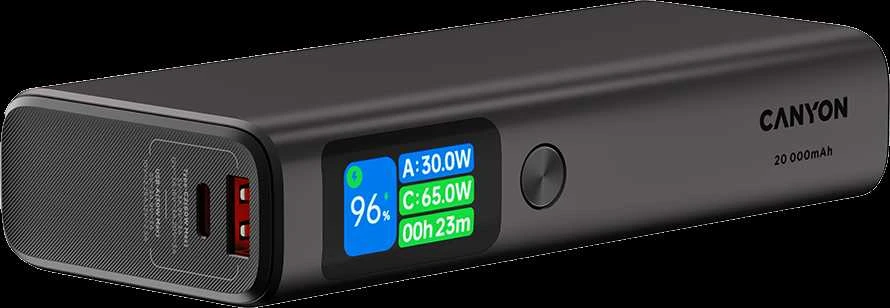 CANYON maitinimo blokas OnPower 230 TFT 20000 mAh PD130W tamsiai pilkas