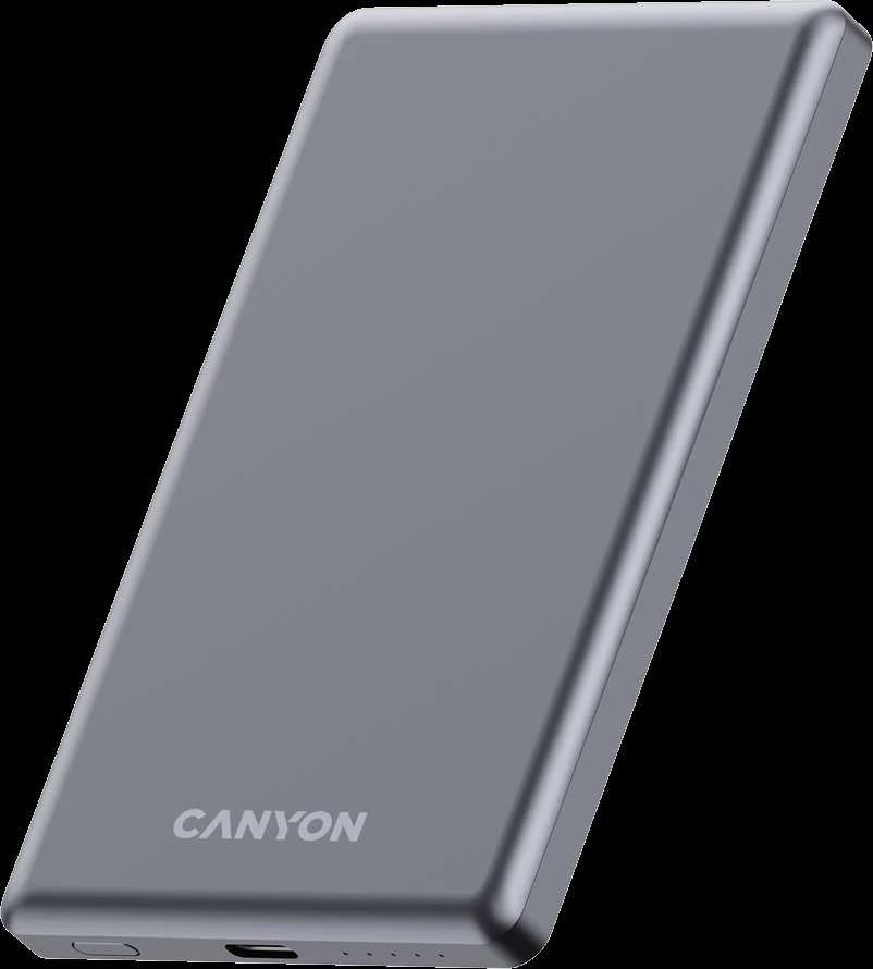 CANYON maitinimo blokas OnPower 505 plonas magnetinis 5000 mAh PD20W tamsiai pilkas