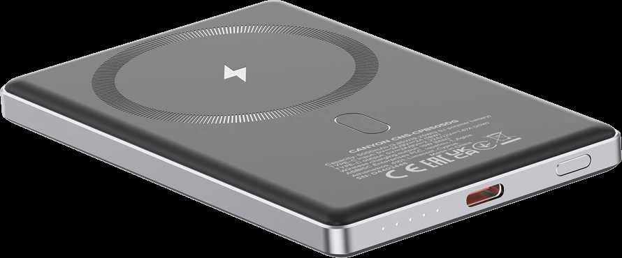 CANYON maitinimo blokas OnPower 505 plonas magnetinis 5000 mAh PD20W tamsiai pilkas