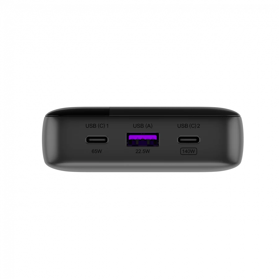CANYON išorinė baterija PB-240, 25000mAh PD140W, su ekranu, matmenys 160,0 x 82 x 27 mm, svoris 508+-10 g, tamsiai pilka spalva