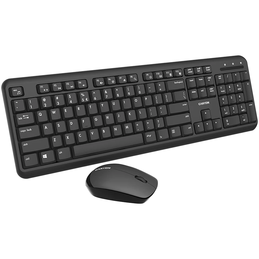 CANYON SET-W20 JK/JAV Klaviatūra ir pelė Velvet Wireless Juodas