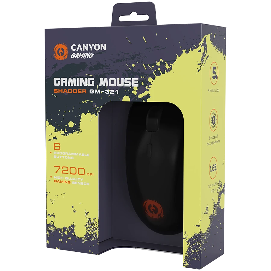 CANYON pelė Shadder GM-321 RGB 6 mygtukų su laidu juoda