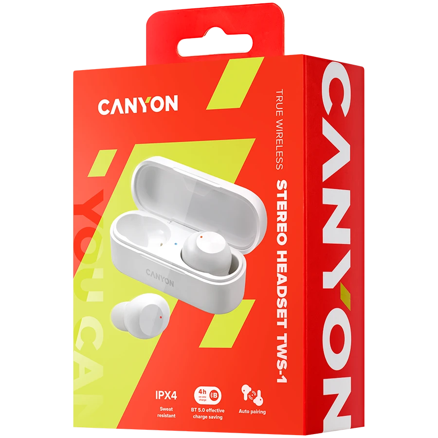Canyon TWS-1 ausinės su įkrovimo dėklu pakuotėje