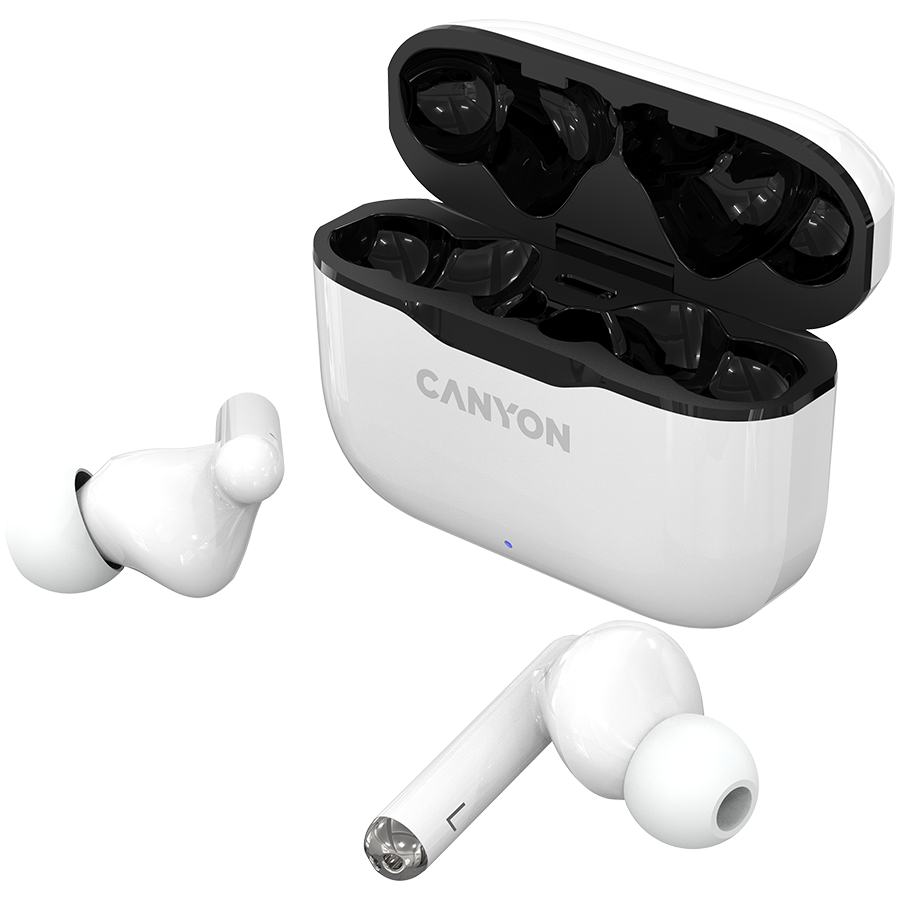 Belaidės ausinės Canyon TWS-3, Baltos/Juodos spalvos