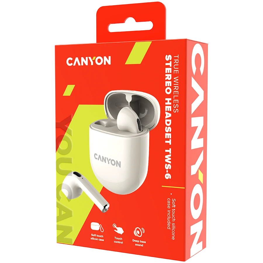 Belaidės žaidimų ausinės Canyon TWS-6, Gelsvos spalvos