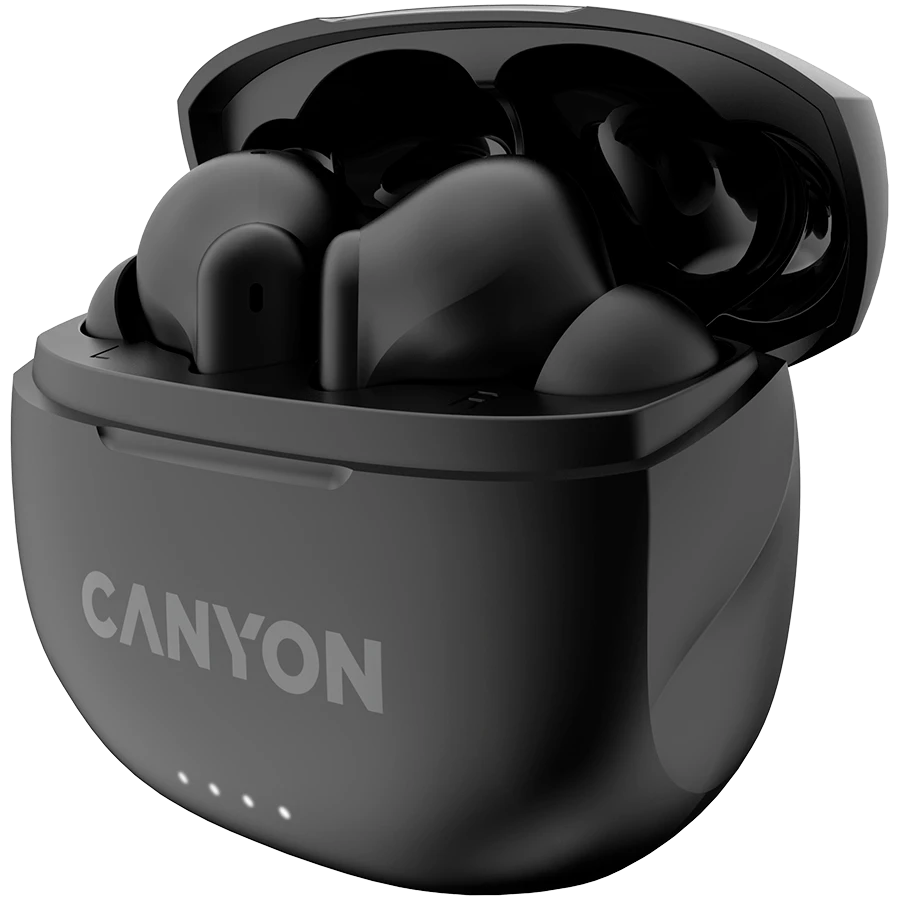 Canyon TWS-8 ausinės atidarytame įkrovimo dėkle