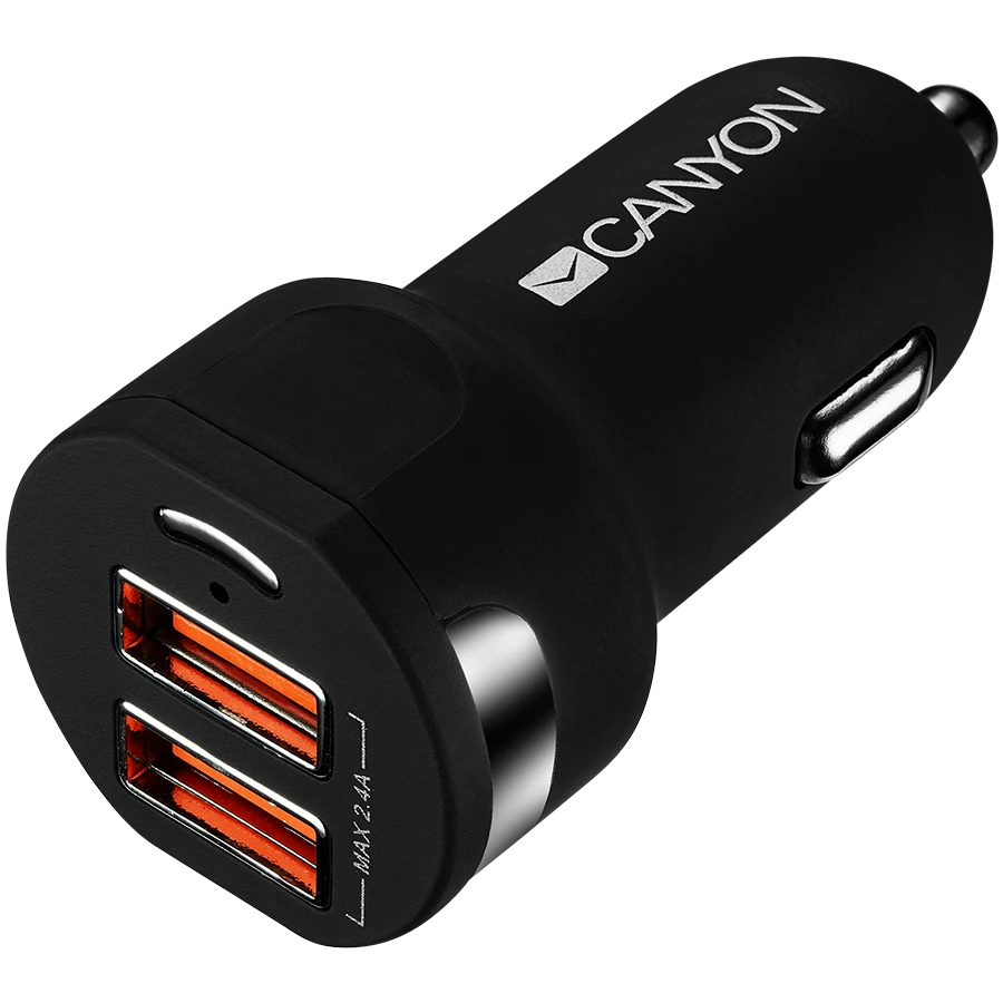 CANYON automobilinis pakrovejas C-04 2.4A/2USB-A Juodas