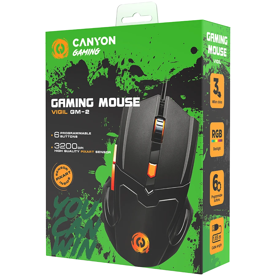 Žaidimų pelė Canyon Vigil GM-2, Juodos spalvos