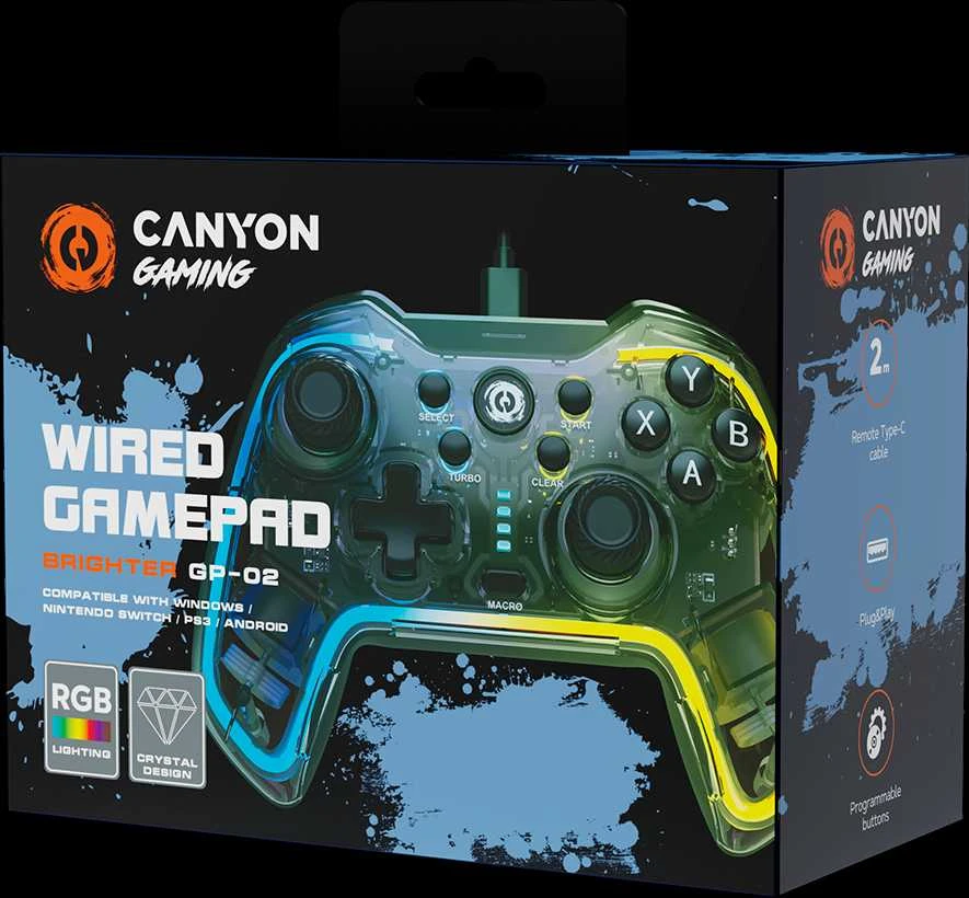 CANYON žaidimų pultelis Brighter GP-02 Wired Crystal