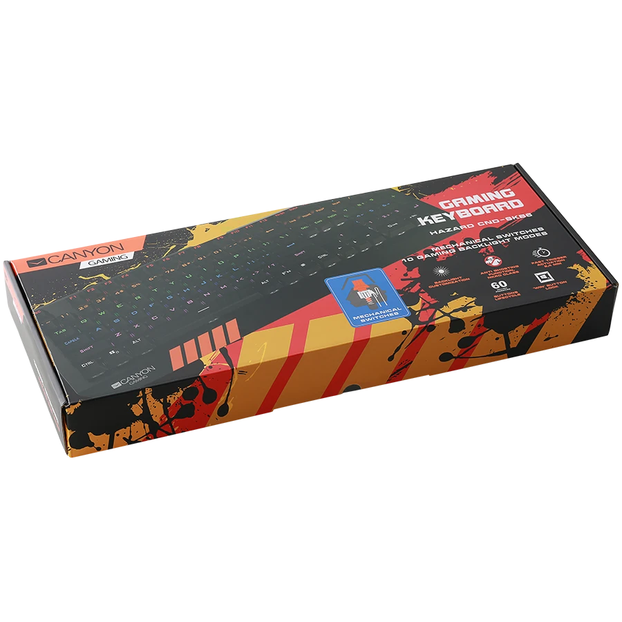 Mechaninė klaviatūra žaidimams Canyon Hazard GK-6, Mėlyna Switch, LED, US išdėstymas